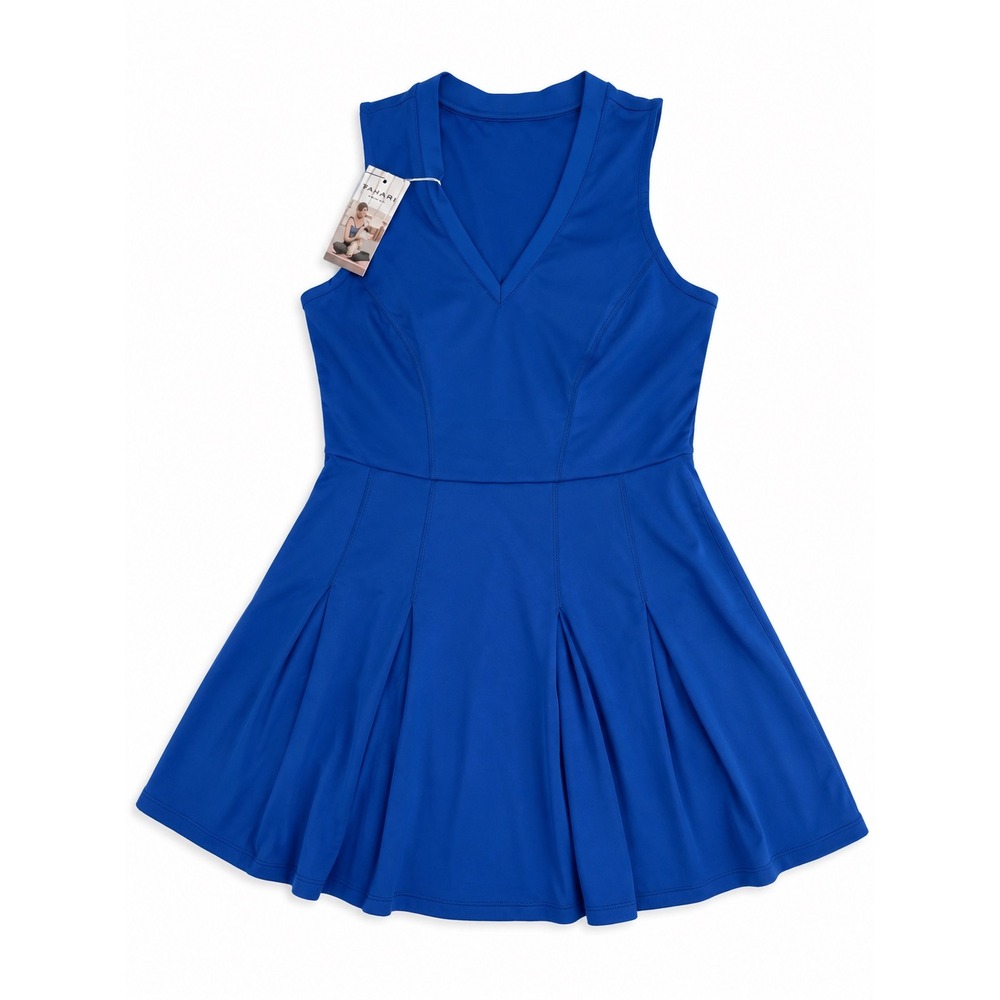Halara Blue V-Neck Sleeveless Fit Flare M Athletic Dress Tennis Golf Active Chic